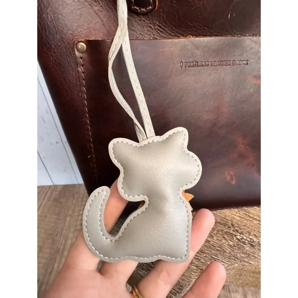 Gray Kitty Cat Keychain Purse Charm Boho Grey Gray Keychain Kitten Bag Charm